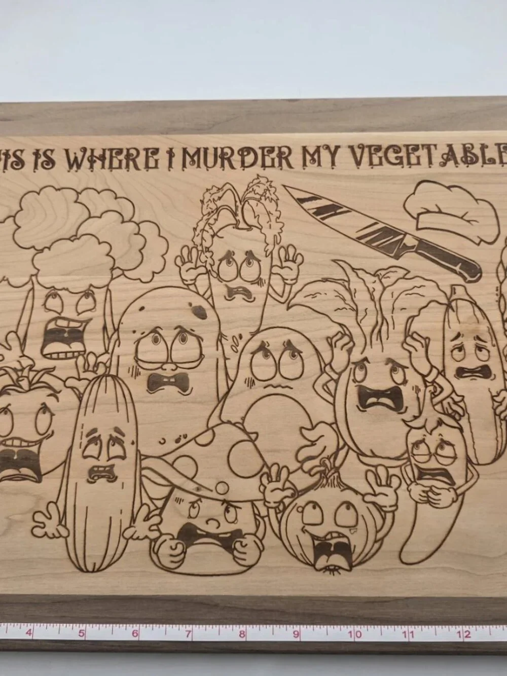 Funny cherry cutting board, laser engraving, vegetable cartoon design